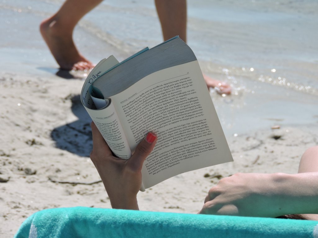 reading book at the beach 01
