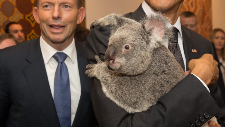 Премиерът на Австралия Тони Абът и американският президент Барак Обама