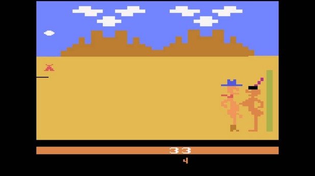 Custers Revenge

Този платформър, предназначен за конзолата Atari 2600, ви поверява управлението на генерал Джордж Къстър, останал в историята като символ на геноцида над коренното население на Америка. В Custers Revenge той е въоръжен с една огромна… ерекция. Целта тук е да избягвате вражеските индиански стрели, за да стигнете до другия край на екрана, където ви очаква гола американска туземка, вързана на стълб. За да спечелите точки, трябва да извършите сексуален акт с нея, без значение, че той далеч не е по взаимно съгласие.

Порнография, расизъм и изнасилване в един пакет – достатъчен, за да предизвика шок при излизането си през 1982. Играта добива известност заради скандалното си съдържание и реализира добри продажби, но в крайна сметка е спряна от разпространение.
