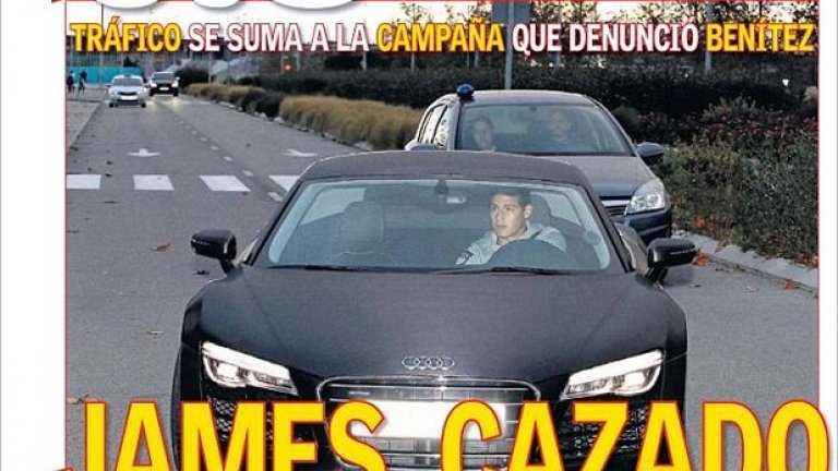 Полицейското преследване на Хамес Родригес стигна до първите страници на испанските вестници