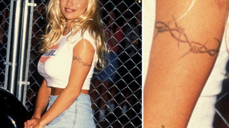 Спасителката на плажа Памела Андерсън е основателката на супер популярната тенденция през 90-те години с татуировките на бодлива тел.