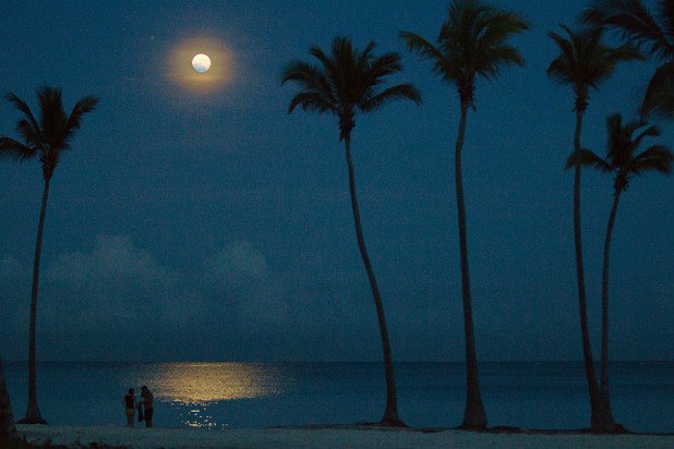 Лунната пътека във водите на Пунта Кана в нощта на 13-и срещу 14-и ноември, 2016-а.