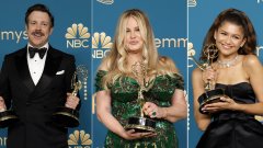 Продукции на HBO Max взеха повечето основни отличия, сред които и наградата на Зендая (вдясно) за най-добра актриса в главна роял в драматичен сериал за "Еуфория"