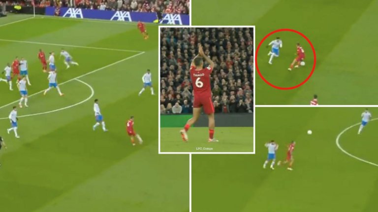 Тиаго скри топката на прехвалените многомилионни попълнения на Манчестър Юнайтед и бе изпратен на крака от "Анфийлд"