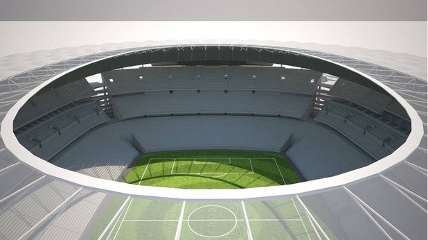 Изглед отгоре при виртуалната разходка около и в стадиона, предложена днес от клуба.