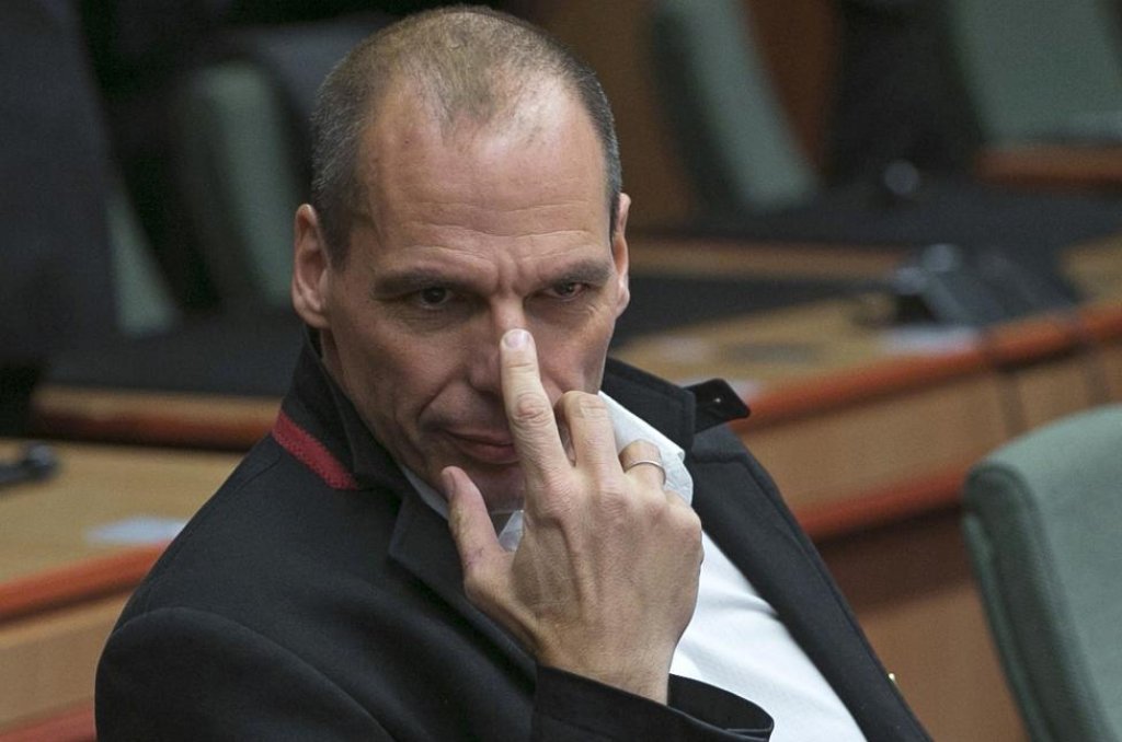 Greek Finance Minister Varoufakis waits for the start of an extraordinary euro zone Finance Ministers meeting to discuss Athens' plans to reverse austerity measures agreed as part of its bailout in Brussels