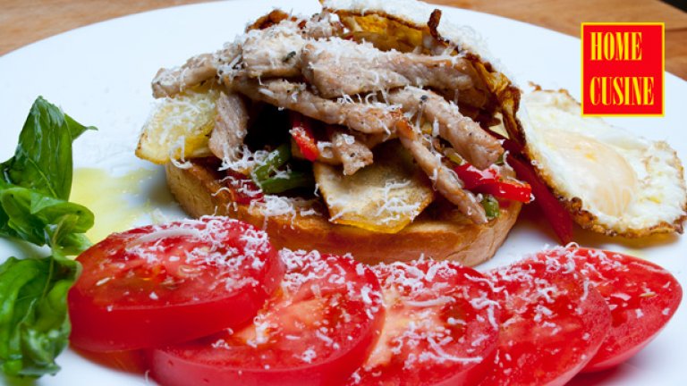 Сандвич със свинско и зеленчуци