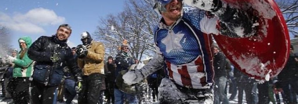Snowballs fly in Washington