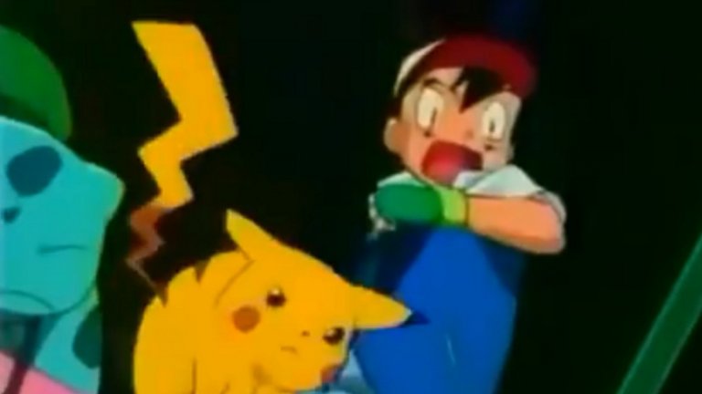 В "опасния" епизод на Pokemon героите са на гърба на покемона Поригон се опитват да избягат от преследващата ги опасност...