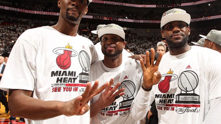 Звездите на Маями показват жест с 4 пръста - по един за всеки от финалите през последните години