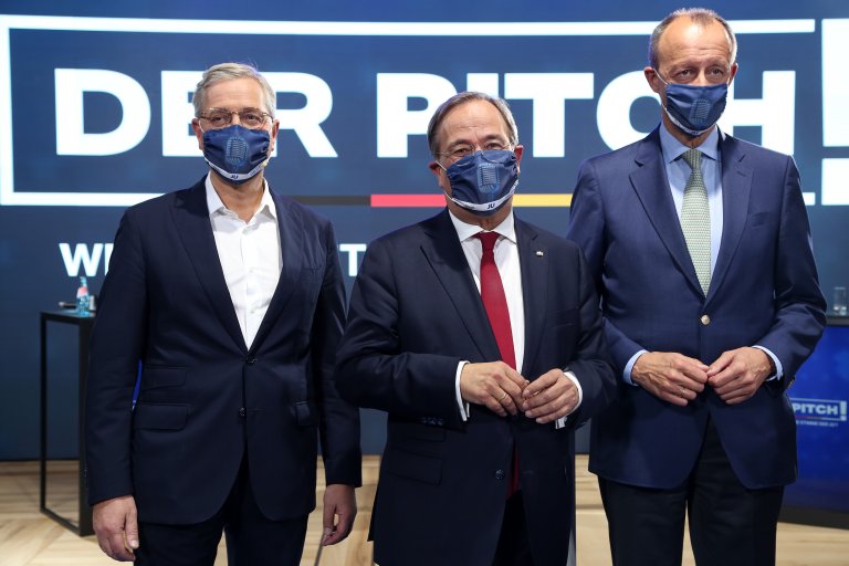 Тримата кандидати за лидер на ХДС - Норберт Рьотген, Армин Лашет и Фридрих Мерц
