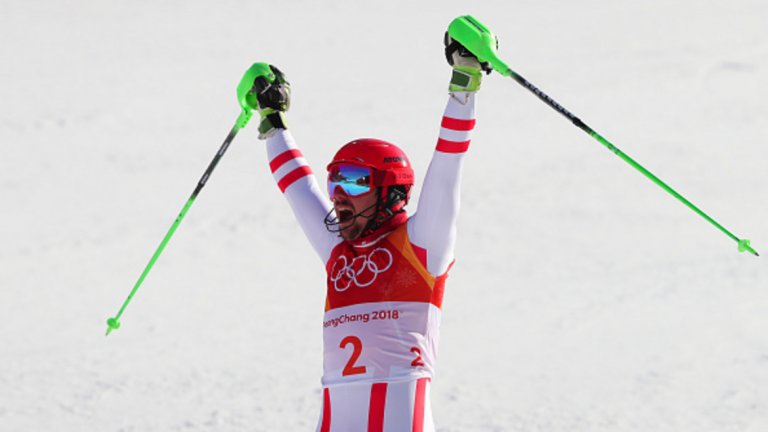 До момента Хиршер имаше само един олимпийски медал - сребро в слалома от Сочи 2014. 