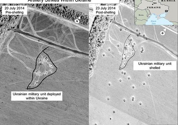 Украинска военна база преди и след обстрел