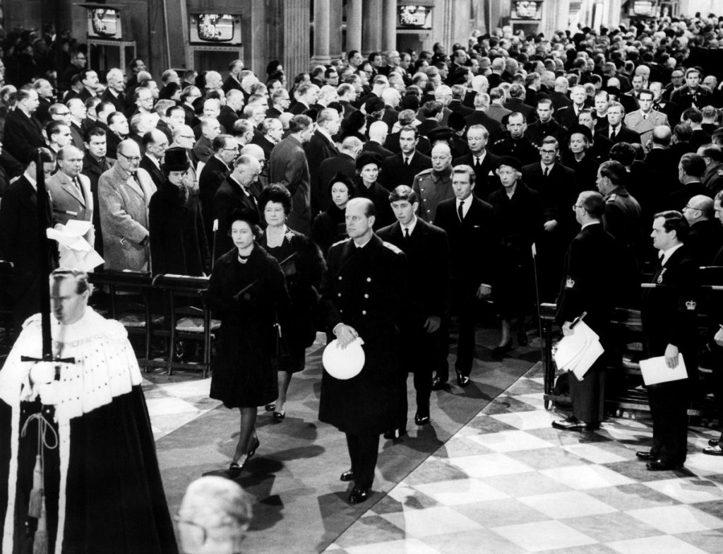 1965 на погребението на Чърчил