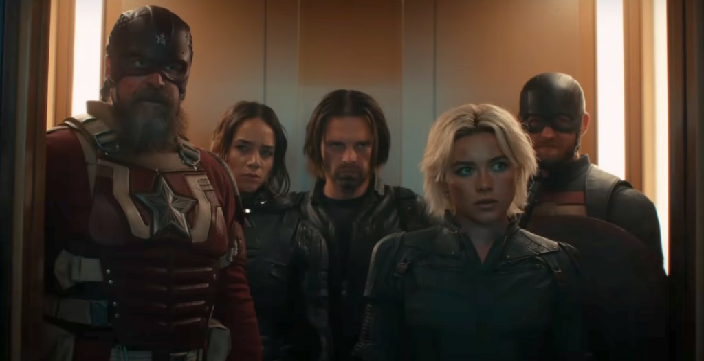 „Тъндърболтс“ (Thunderbolts*, 2025)
Историята проследява обединението на група от антигерои, наемници и бивши агенти, включително Йелена Белова, Бъки Барнс, Червения пазител и Джон Уокър -  под ръководството на манипулативната Валентина Алегри де Фонтен. Те се определят като нов екип от Отмъстители, които трябва да намерят общ език и да поемат отговорност. Филмът разкрива динамиката и подготовката на тези безкомпромисни персонажи, точно преди да се изправят пред заплахите на Мултивселената през декември.
