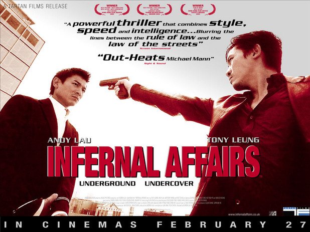 "Пъклени дела" (Infernal Affairs) - 2002
За онези, които не знаят: тази хонг-конгска продукция е първоизточник на шедьовъра на Скорсезе "От другата страна" (The Departed). Но, смеем да твърдим, Тони Ленг и Анди Лоу в главните роли правят от оригинала един по-тъмен, по-дълбок и по-зрелищен трилър, отколкото този на Скорсезе. Което е доста интересно, предвид, че в "От другата страна" участват велики актьори като Мат Деймън и Леонардо Ди Каприо.
Това е стилен градски, екзистенциален трилър, в който няма място за изкупение – по думите на самия Скорсезе. В негова чест трябва да признаем, че той успява да запази това усещане в своя вариант по-късно