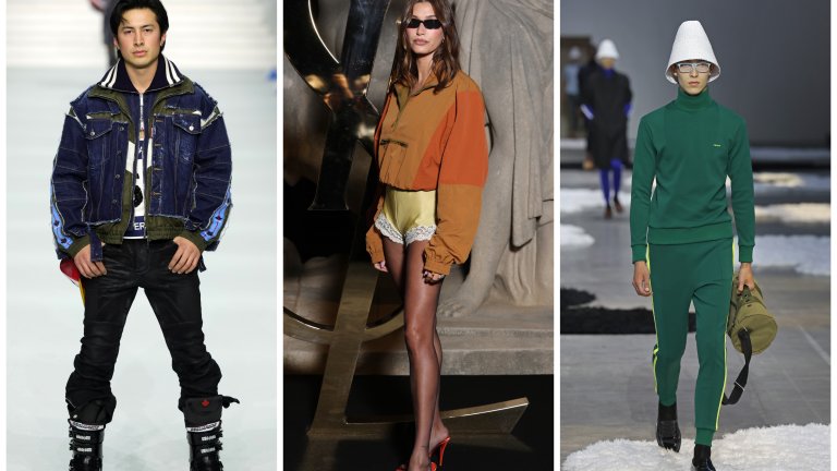 Комфортът на спортното облекло
Спортното облекло през 2026 г. излиза от залата и влиза уверено в ежедневието, съчетавайки функционалност и градски стил. Ретро анцузи и маратонки, бомбър якета и клинове се появяват в нови и модерни интерпретации. А дизайнери като Saint Laurent наскоро показаха как спортното облекло може да се комбинира с по-елегантни елементи – от дантелени детайли до токчета.