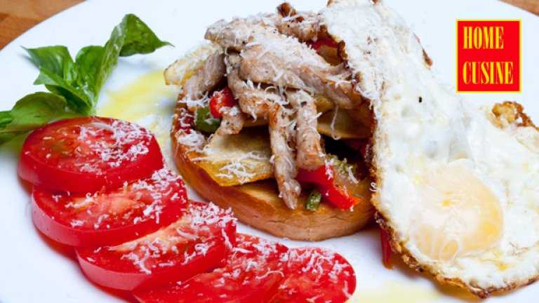 Сандвич със свинско и зеленчуци