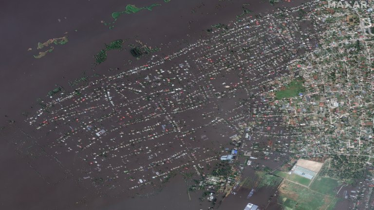 Сателитно изображение на наводнения град Кринки