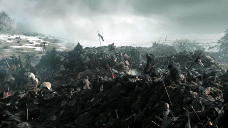 Всички тези тела
В същата сцена има огромни купчини с мъртви тела. За целта са използвани кукли в цял ръст, а не компютърно-генерирани образи. Необходими са били стотици манекени, които да бъдат облечени в подходящи дрехи според дома, който защитават.