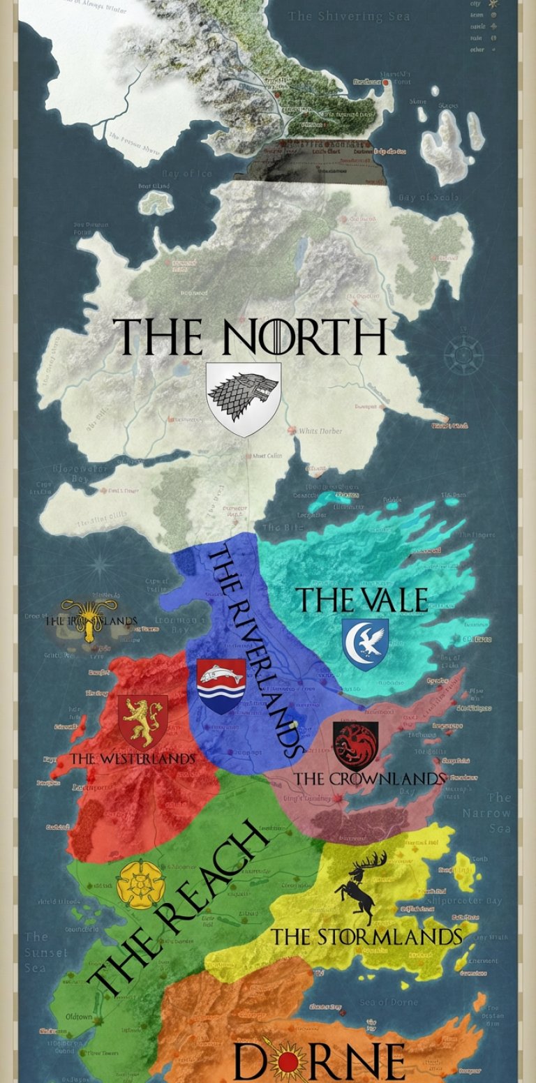 Карта на регионите на Вестерос