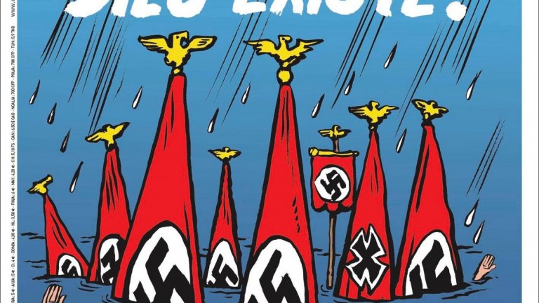 Изданието публикува нова противоречива карикатура, в която осмива крайния национализъм в САЩ
