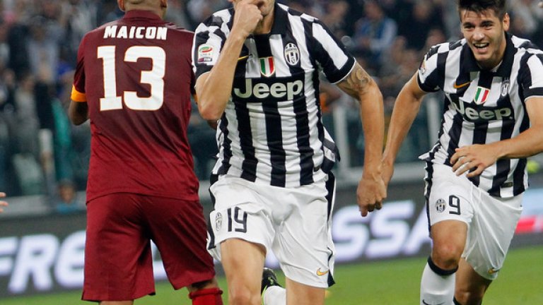 6 октомври 2014 г. Бонучи вкарва късния гол, с който Ювентус победи Рома с 3:2 в скандален мач с три дузпи (две несъществуващи за Юве) и два червени картона