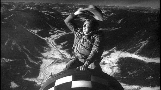 Dr. Strangelove or: How I Learned to Stop Worrying and Love the Bomb / Д-р Стрейнджлав или как престанах да се страхувам и обикнах атомната бомба (1964)

Сатирата на Студената война, създадена от Стенли Кубрик, е отложена с два месеца не заради страха от ядрена война, а заради убийството на тогавашния американски президент Джон Кенеди в Далас. Освен това е преозвучена и шега - "Човек може да изкара много добър уикенд в Далас с всичко това". В новия вариант вместо "Далас" се чува "Вегас".

Има теории, че случилото се с Кенеди е причина и за промяна на финалната сцена, която първоначално е включвала бой с пайове и репликата "Господа! Галантният ни млад президент беше поразен!". Кубрик обаче твърди, че финалът е бил променен преди убийството на президента.