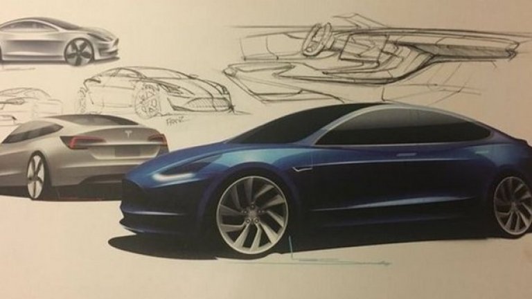 Мъск публикува в Twitter дизайнерски скици на Model 3, за да обясни как се е стигнало до формите на серийния модел