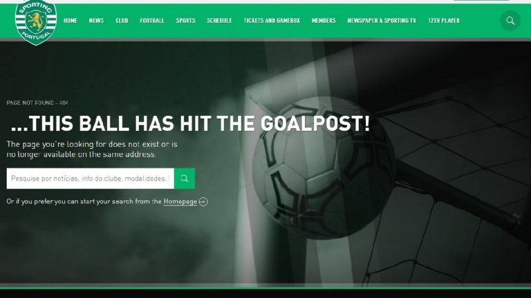 11. Спортинг Лисабон - Сайтовете на футболните отбори не са подминати от манията по 404. В случая с португалския Спортинг, ако опитате да посетите несъществуваща страница ви посреща надпис "Греда!". Доста подходящо.