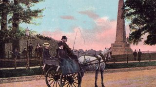Dublin._Phoenix_Park._Outside_car_(Jaunting_car)._Postcard,_c._1905