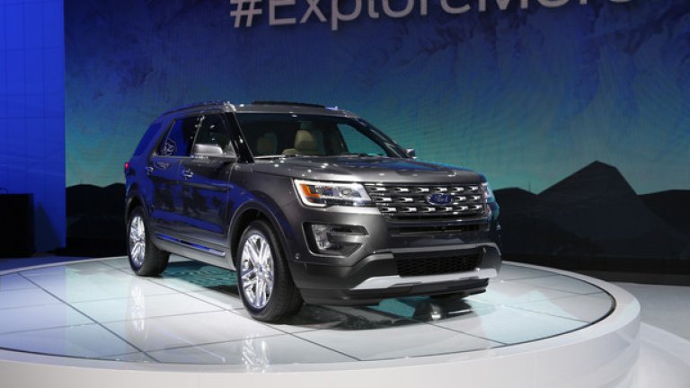 Ford Explorer
Ford представи в Лос Анжелис Explorer за моделната 2016 година. Моделът дебютира за моделната 2011 и сега получава първите сериозни промени – предницата му прилича много повече на тази на Edge, а фаровете – на тези на F-150.
Една от големите промени е под капака – там се труди заетият от Mustang 2,3-литров EcoBoost мотор с мощност „поне” 270 конски сили. Продажбите в Щатите на модела ще започнат през лятото.