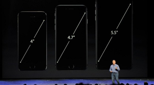 Новият iPhone идва в два размера - 4,7 инча (12 см) и 5,5 (14 см.) инча на екрана  