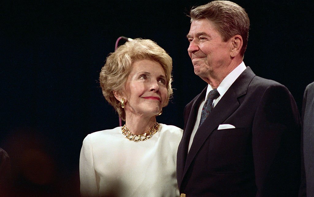 Nancy Reagan Looks Lovingly at Ronald Reagan