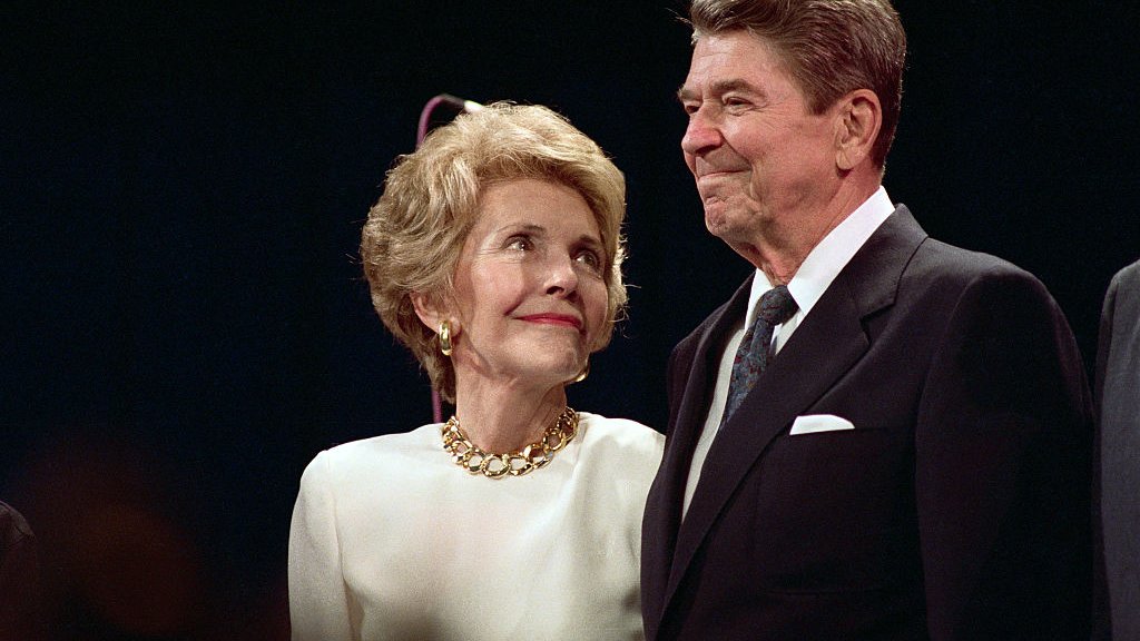 Nancy Reagan Looks Lovingly at Ronald Reagan