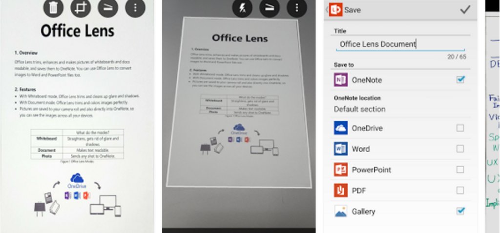 Office Lens

Инструментът на Microsoft за сканиране на документи е сред най-добрите. Снимайте визитки, хартиени документи или дори рисунки на бяла дъска - и приложението може да ги превърне в поддържащ претърсване редактируем текст. Софтуерът може с