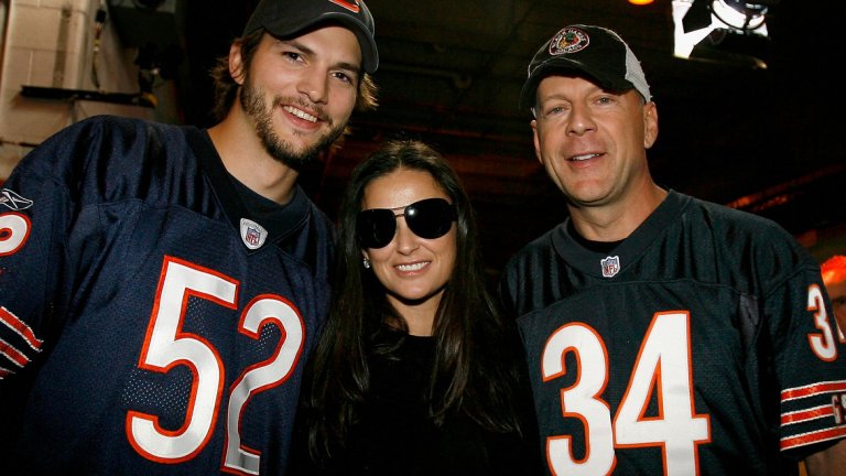 Брус Уилис и Ащън Къчър (Деми Мур)