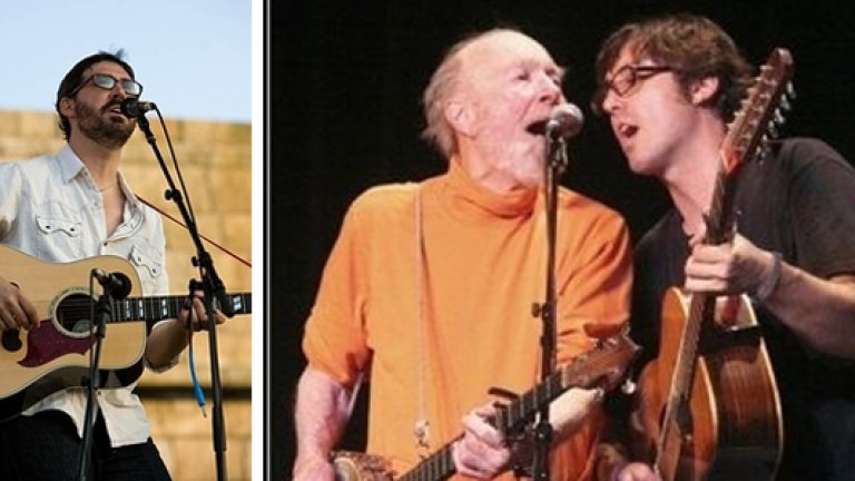 Пит Сийгър с внука Тао