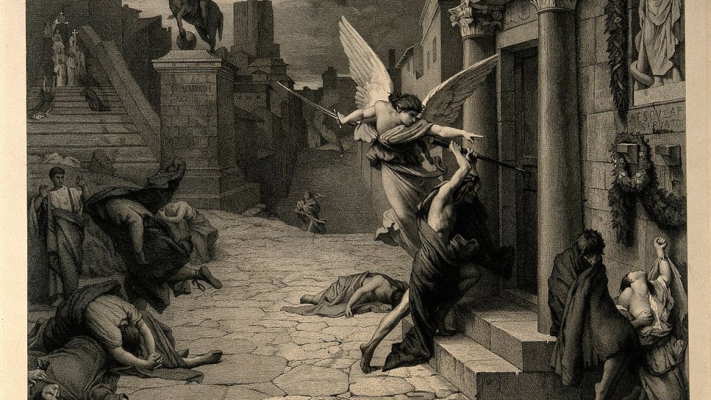 The_angel_of_death_striking_a_door_during_the_plague_of_Rome_Wellcome_V0010664