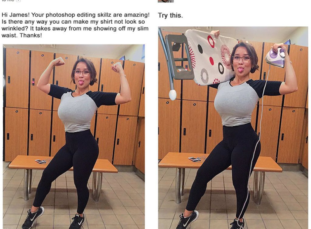 Здрасти, Джеймс! Твоите Photoshop умения са невероятни! Има ли начин да направиш така, че ризата ми да не изглежда толкова намачкана? 