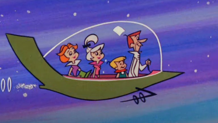 The Jetsons/ ”Семейство Джетсън”
Макар и видимо да използва същата формула като “Семейство Флинтстоун”, историята на “Семейство Джетсън” става не по-малко популярна, а един от най-известни кросоувъри в телевизията е именно между двете семейства, които разменят местата си във времето. 
Най-интересното от днешна гледна точка е начинът, по който през 60-те са си представяли бъдещето с летящи коли и градове във въздуха.