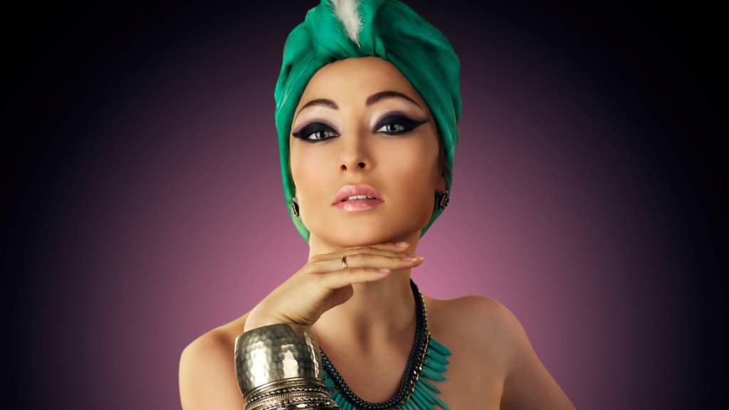 Beautiful woman in oriental style in turban
