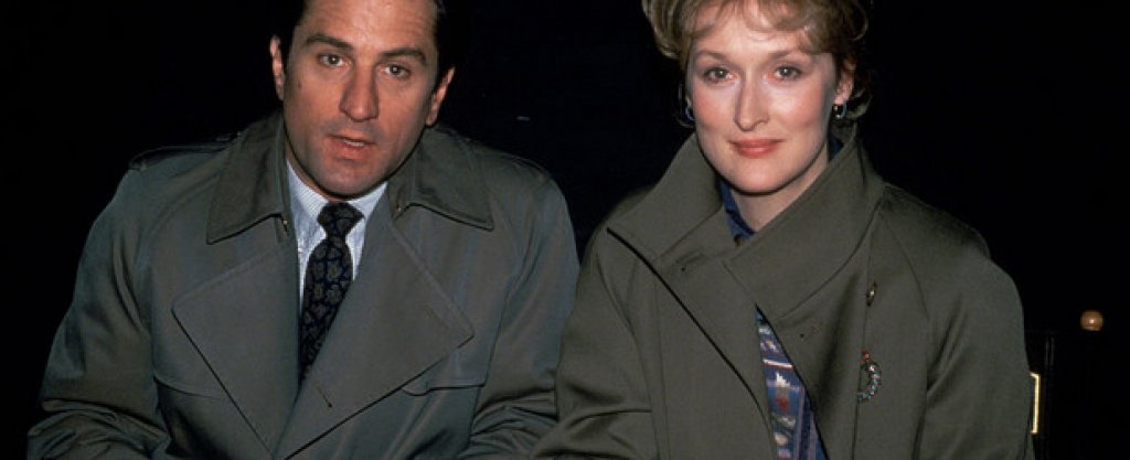 Мерил Стрийп и Де Ниро по време на снимките на филма "Да се влюбиш" през 1984 година в Ню Йорк.