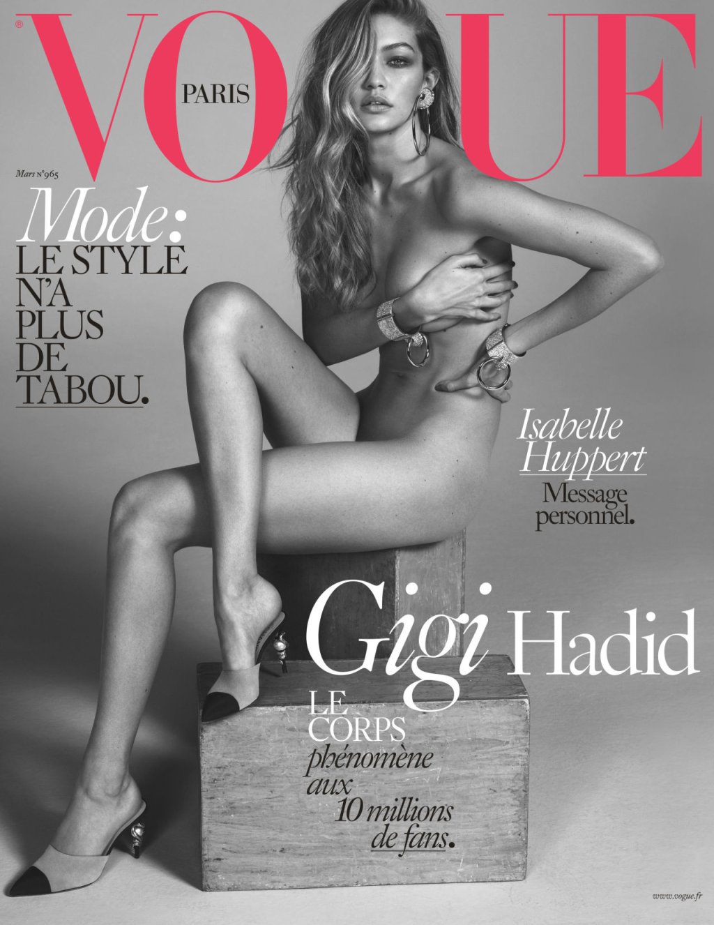 Джиджи Хадид с гола фотосесия за френското издание на Vogue