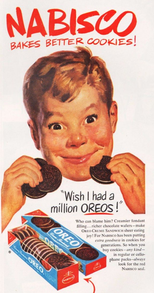 Рекламите на бисквитки "Орео" са изглеждали така някога