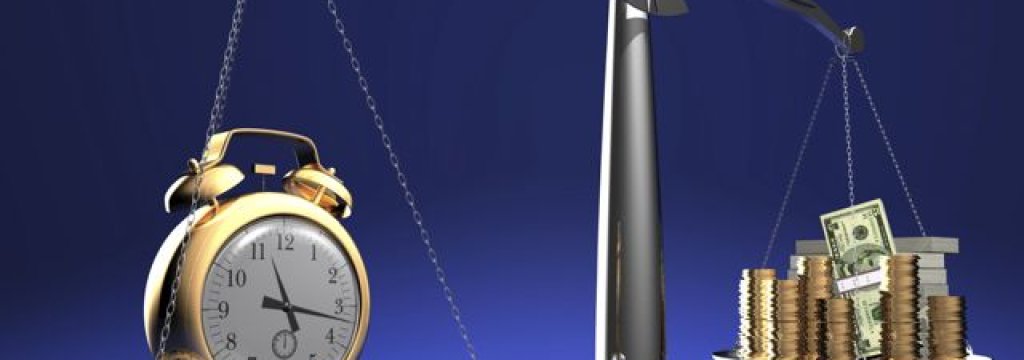 The relationship between time and money. Conceptual image.