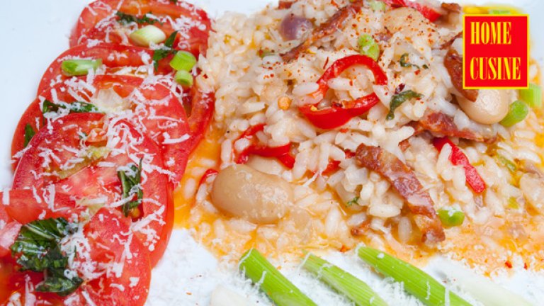 Бързо ризото с чорисо и боб