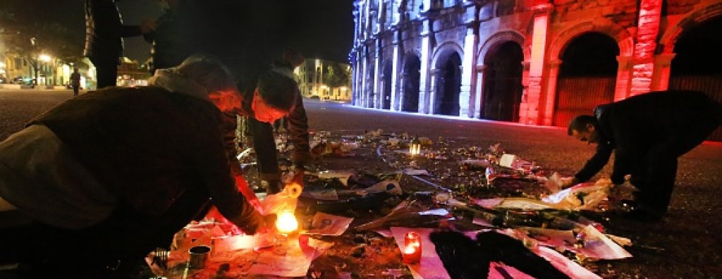 Tribute To the Victims Of The Paris Terror Attacks In Nimes