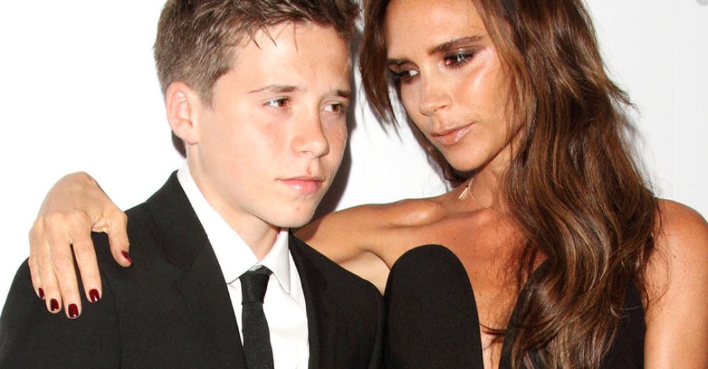 Brooklyn and Victoria Beckham