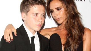 Brooklyn and Victoria Beckham